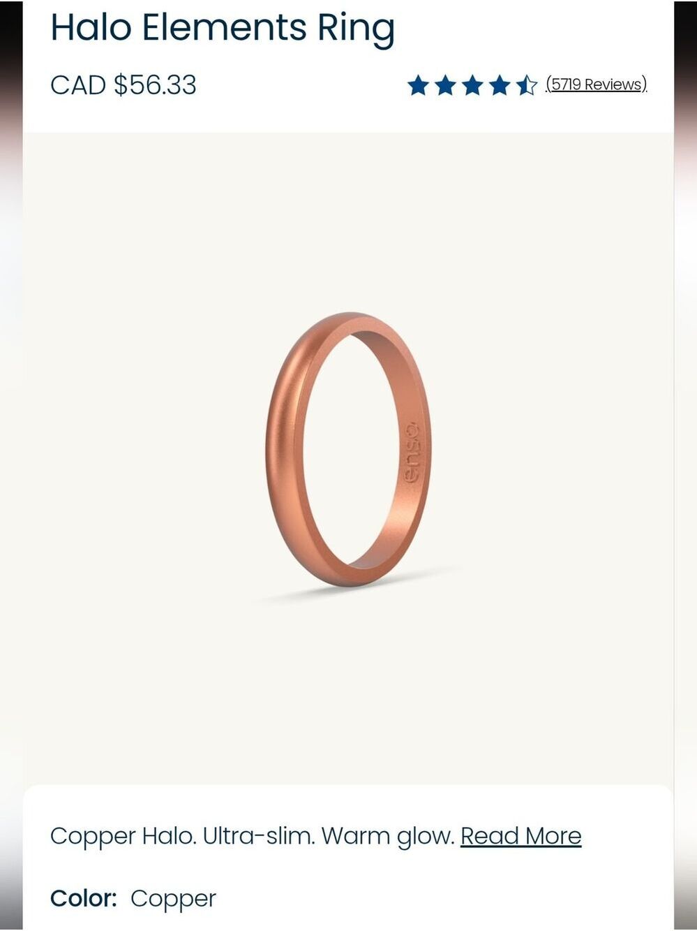 Element Copper Halo Ring Size 5